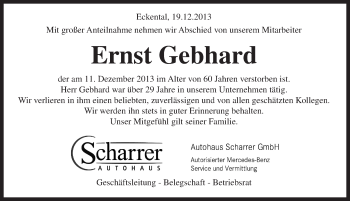 Traueranzeige von Ernst Gebhard von Pegnitz-Zeitung